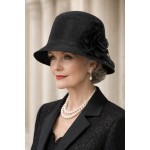 Straw Bucket Hats w/ Flower - Black - HT-HT2332BK